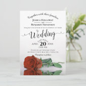 Elegant Long Stemmed Rust Oranje Roos Wedding Kaart (Staand voorkant)
