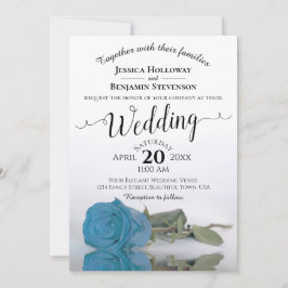 Elegant Long Stemmed Turquoise Blue Roos Wedding Kaart