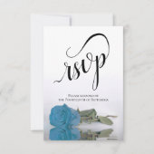 Elegant Long-Stemmed Turquoise Blue Roos Wedding RSVP Kaartje (Voorkant)