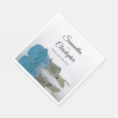 Elegant Long Stemmed Turquoise Blue Roos Wedding Servet (Hoek)
