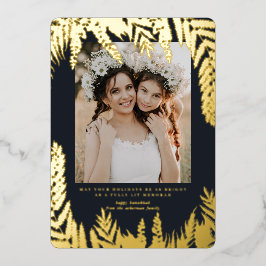 Elegant Loofwerk | Hanukkah Fotocollagekaart Folie Uitnodiging