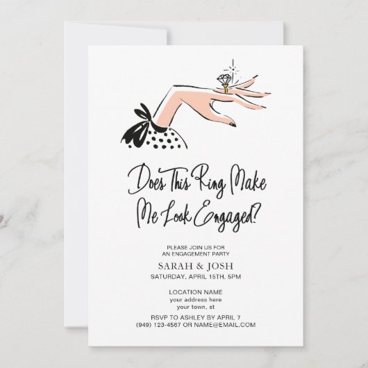 Elegant Look Betrokken Kalligrafie Script Verlovin Kaart (Voorkant)