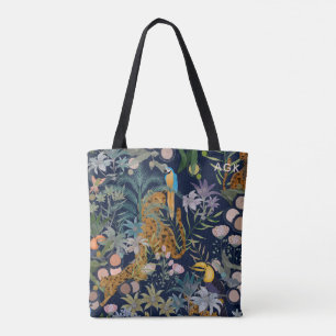 Elegant Lopard oerwoud dieren en papegaaien Tote Bag