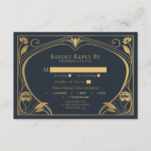 Elegant Lotus Art Nouveau Wedding Enclosure Kaart
