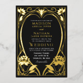 Elegant Lotus Art Nouveau Wedding Folie Uitnodiging (Voorkant)