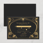 Elegant Lotus Art Nouveau Wedding Informatiekaartje (Voorkant / Achterkant)