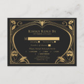 Elegant Lotus Art Nouveau Wedding Informatiekaartje (Voorkant)