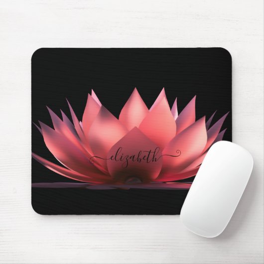 Elegant Lotus Black - Gepersonaliseerd Muismat (Met muis)
