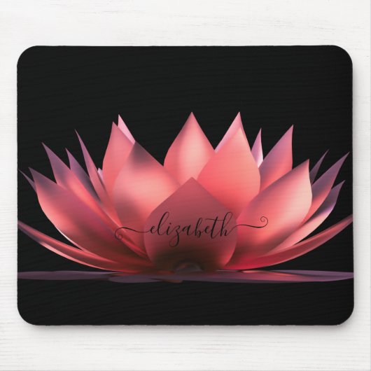 Elegant Lotus Black - Gepersonaliseerd Muismat (Voorkant)