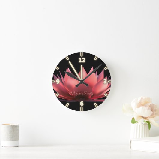 Elegant Lotus Black Ronde Klok (Huis)