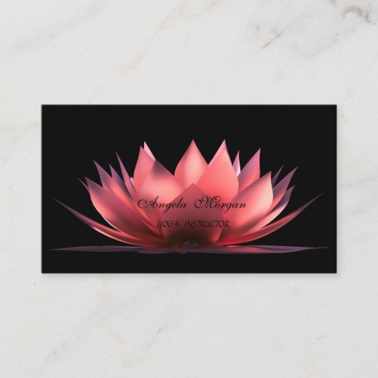Elegant Lotus Black Yoga Instructor Visitekaartje (Voorkant)