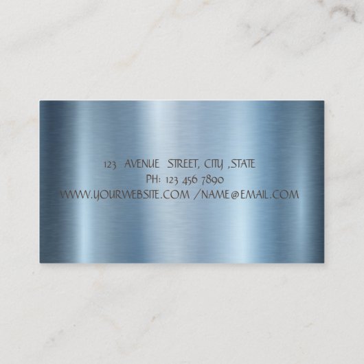 Elegant Lotus Blue Metallic Yoga Instructor Visitekaartje (Achterkant)