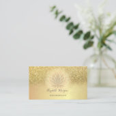 Elegant Lotus Confetti Glitter Yoga Instructor Visitekaartje (Staand voorkant)