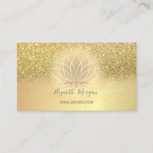 Elegant Lotus Confetti Glitter Yoga Instructor Visitekaartje (Voorkant)