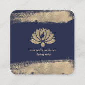 Elegant Lotus Faux Gold Brush Stroke Beauty Salon Vierkante Visitekaartje (Voorkant)