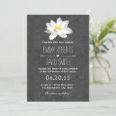 Elegant Lotus Floral Rustic Chalkboard Wedding Kaart (Staand voorkant)
