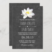 Elegant Lotus Floral Rustic Chalkboard Wedding Kaart (Voorkant / Achterkant)