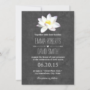 Elegant Lotus Floral Rustic Chalkboard Wedding Kaart