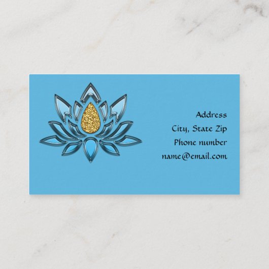 Elegant Lotus Flower Blue Silver Gold Zen Yoga Visitekaartje (Achterkant)