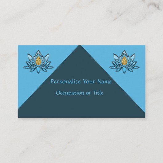 Elegant Lotus Flower Blue Silver Gold Zen Yoga Visitekaartje (Voorkant)