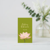 Elegant lotus flower boho avocado green QR code Visitekaartje (Staand voorkant)