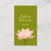 Elegant lotus flower boho avocado green QR code Visitekaartje (Voorkant)