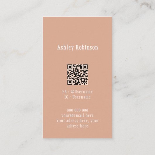 Elegant lotus flower boho terracotta QR code Visitekaartje (Achterkant)