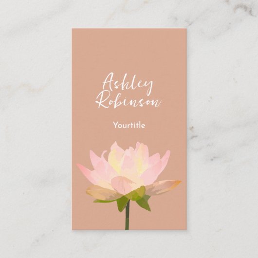 Elegant lotus flower boho terracotta QR code Visitekaartje (Voorkant)