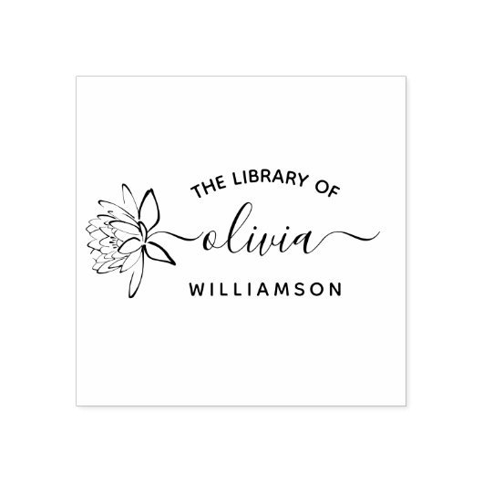 Elegant Lotus Flower Elegant Custom Name Library Rubberstempel (Afrduk)