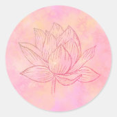 Elegant Lotus Flower Illustration Light Pink Art Ronde Sticker (Voorkant)