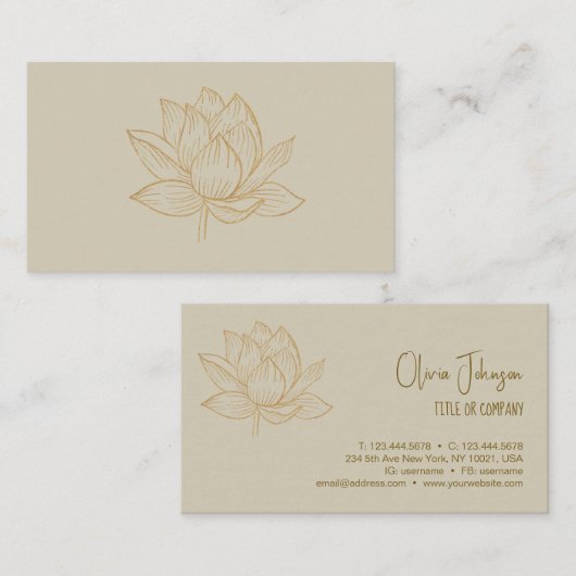 Elegant Lotus Flower Illustration Yoga Visitekaartje (Voorkant / Achterkant)