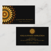 Elegant Lotus Flower Logo Yoga Black Achtergrond Visitekaartje (Voorkant / Achterkant)