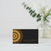 Elegant Lotus Flower Logo Yoga Black Achtergrond Visitekaartje (Staand voorkant)