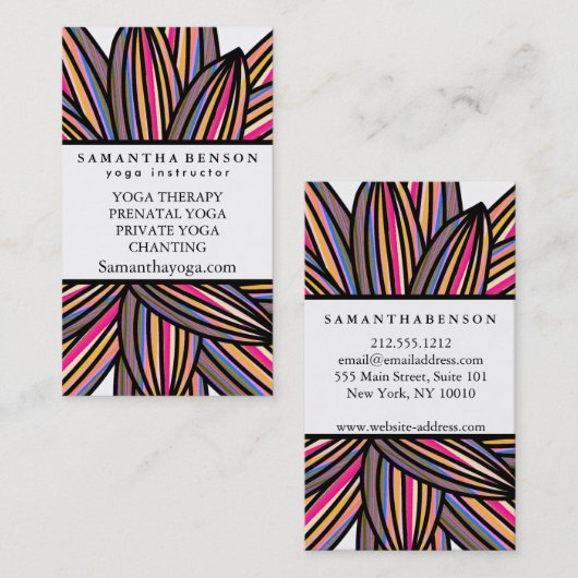 Elegant Lotus Flower Logo Yoga Healing Health Visitekaartje (Voorkant / Achterkant)