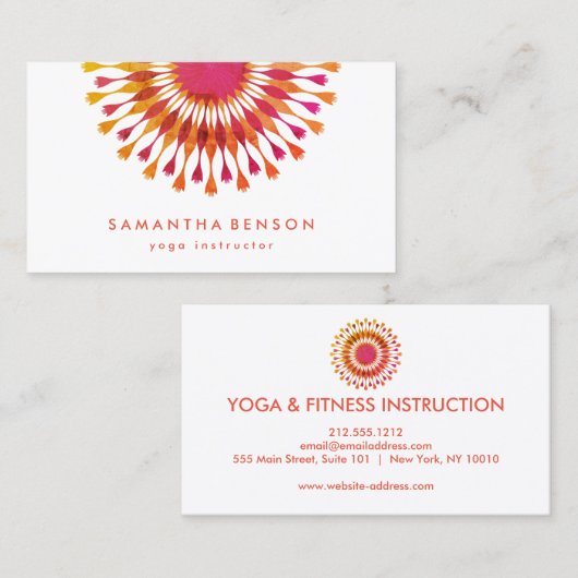 Elegant Lotus Flower Logo Yoga Instructor Visitekaartje (Voorkant / Achterkant)