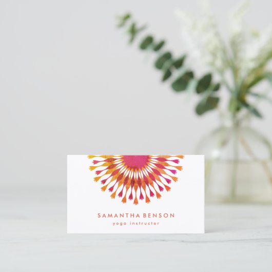 Elegant Lotus Flower Logo Yoga Instructor Visitekaartje (Staand voorkant)