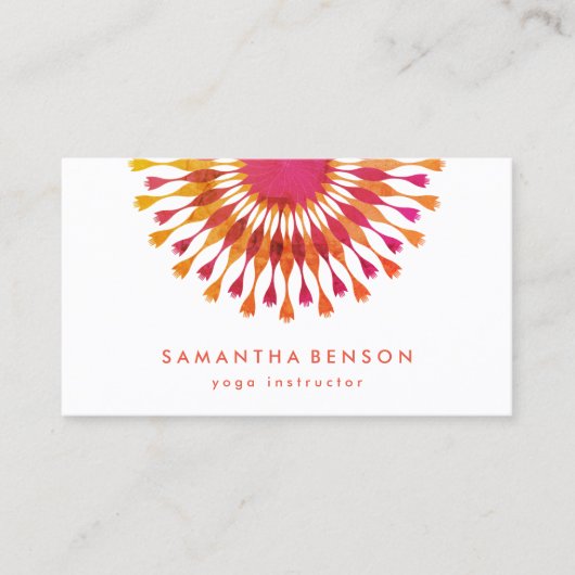 Elegant Lotus Flower Logo Yoga Instructor Visitekaartje (Voorkant)