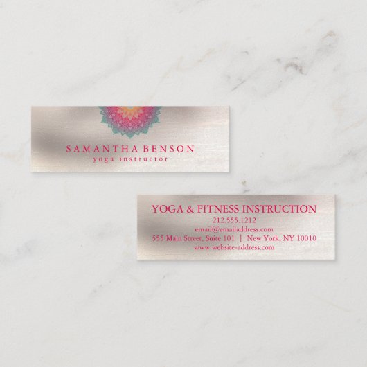 Elegant Lotus Flower Logo Yoga Mini Visitekaartje (Voorkant / Achterkant)