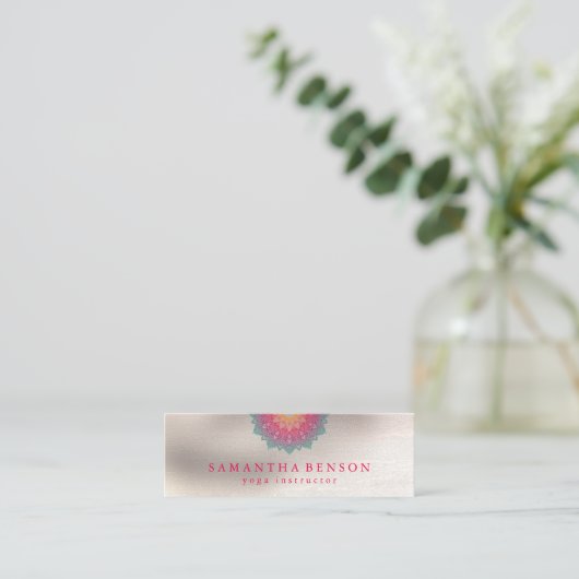 Elegant Lotus Flower Logo Yoga Mini Visitekaartje (Staand voorkant)