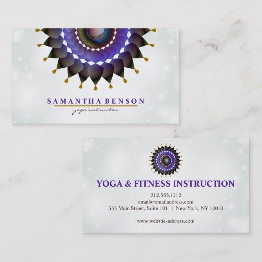 Elegant Lotus Flower Logo Yoga Paarse Achtergrond Visitekaartje (Voorkant / Achterkant)