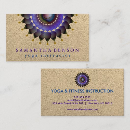 Elegant Lotus Flower Logo Yoga Paarse Achtergrond Visitekaartje (Voorkant / Achterkant)