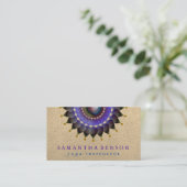 Elegant Lotus Flower Logo Yoga Paarse Achtergrond Visitekaartje (Staand voorkant)