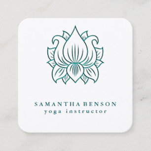 Elegant Lotus Flower Logo Yoga Square Business Aut Vierkante Visitekaartje