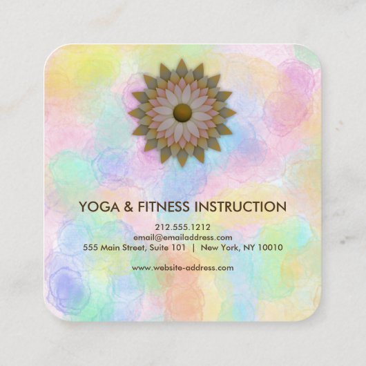 Elegant Lotus Flower Logo Yoga Square Business Aut Vierkante Visitekaartje (Achterkant)