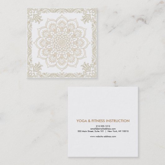 Elegant Lotus Flower Logo Yoga Vierkante Visitekaartje (Voorkant / Achterkant)