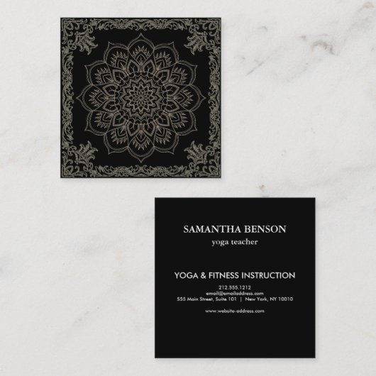 Elegant Lotus Flower Logo Yoga Vierkante Visitekaartje (Voorkant / Achterkant)