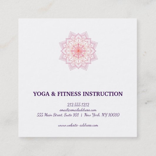 Elegant Lotus Flower Logo Yoga Vierkante Visitekaartje (Achterkant)