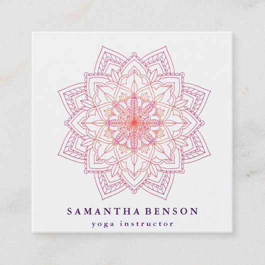 Elegant Lotus Flower Logo Yoga Vierkante Visitekaartje (Voorkant)