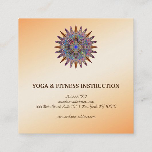 Elegant Lotus Flower Logo Yoga Vierkante Visitekaartje (Achterkant)