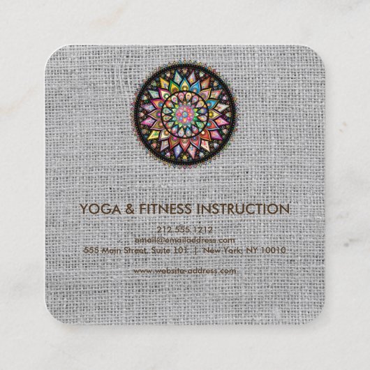 Elegant Lotus Flower Logo Yoga Vierkante Visitekaartje (Achterkant)